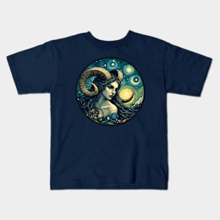 ZODIAC Capricorn - Astrological CAPRICORN - CAPRICORN - ZODIAC sign - Van Gogh style - 18 Kids T-Shirt